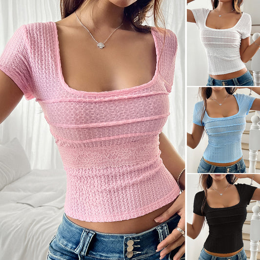 Casual Backless Bow Short-sleeved Top For Women